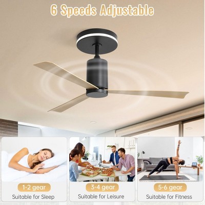 Ceiling Fan with Light & Remote Control Reversible Dimmable Noiseless with 6-Speeds Timer