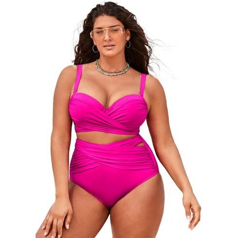 Swimsuits For All Women's Plus Size Confidante Bra Sized Underwire Bikini  Top 36 Dd Pink Boho Paisley 