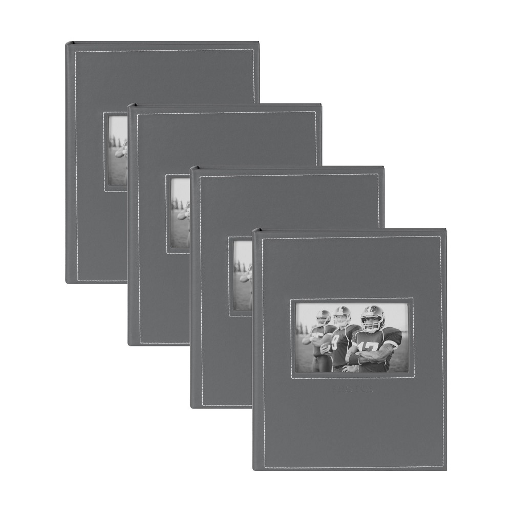 9.45" x 11.75" Debossed Faux Leather Photo Album Gray - Kate & Laurel All Things Decor