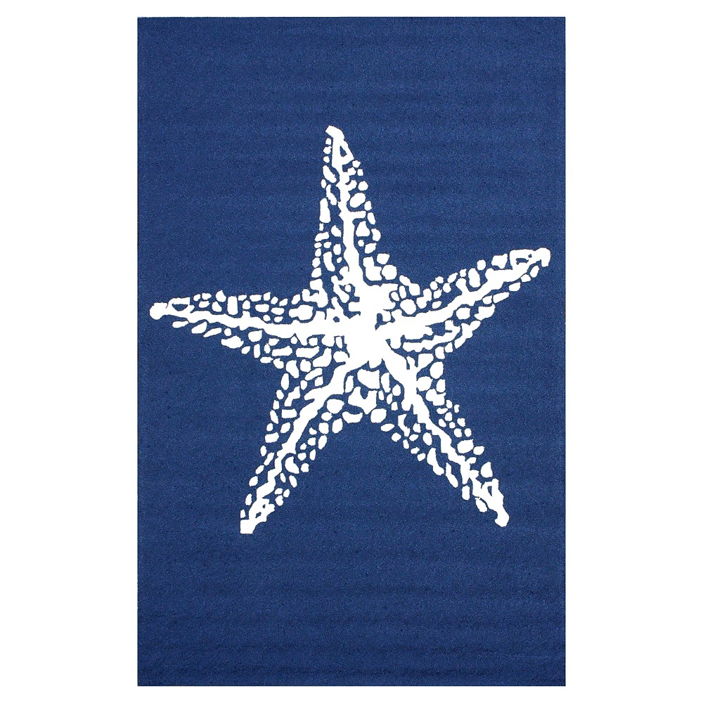 (4' x 6') Hand Hooked Marine Indoor/Outdoor Area Rug Blue - nuLOOM