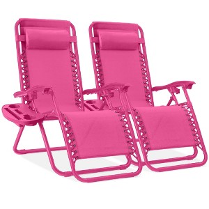 Best Choice Products Set of 2 Zero Gravity Lounge Chair Recliners for Patio, Pool w/ Cup Holder Tray - 1 of 4