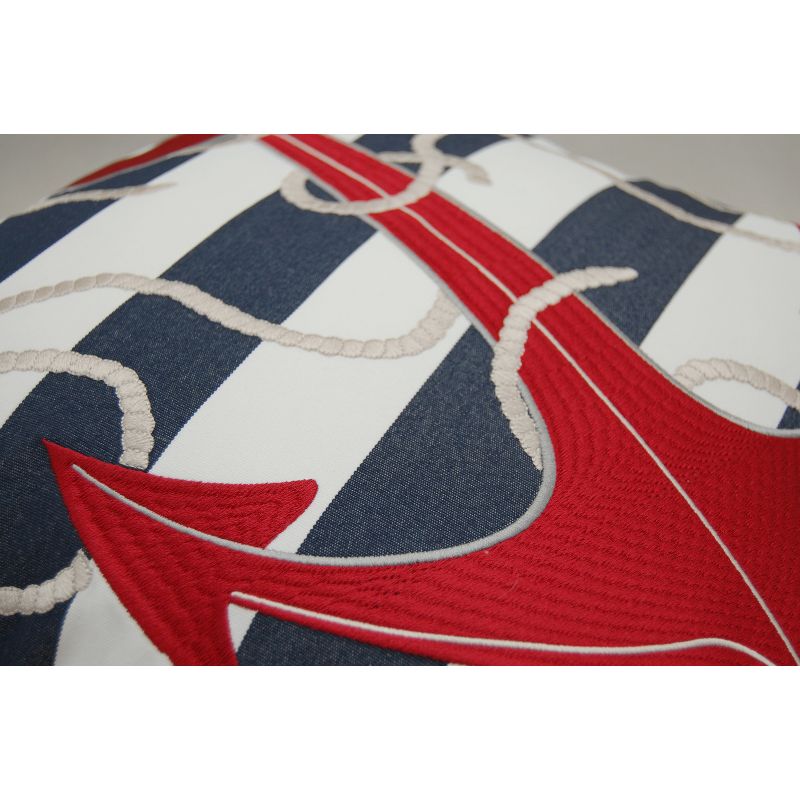 RightSide Designs Blue Stripe Red Anchor Indoor / Outdoor Throw Pillow, 2 of 5