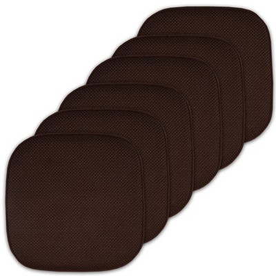 U-Shaped Memory Foam No Slip Back 16 x 17 Faux Leather Chair Pad Cushion 6  Pack - Brown