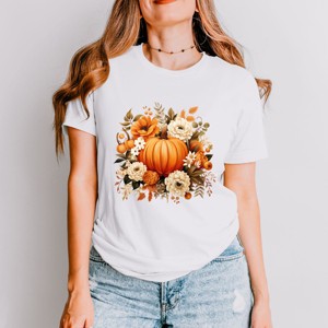 Simply Sage Market Pumpkin Floral Arrangement Short Sleeve Tee - 1 of 4