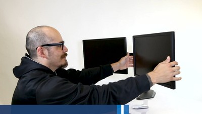 Black Dual Monitor Desk Stand with Adjustable Arms