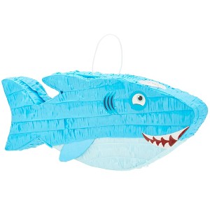 Blue Panda Shark Pinata, Ocean-Themed Fish Pinata, Shark Birthday Decorations, Under the Sea Party Decor (Small, 16.5x3.2x7 In) - 1 of 4