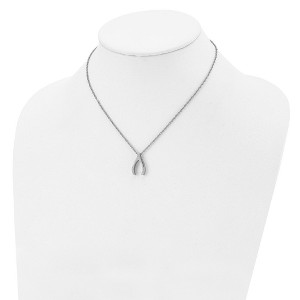 Chisel Stainless Steel Polished with Cubic Zirconia Wishbone on a 15.5" Multi-Link Chain Necklace - 1 of 4