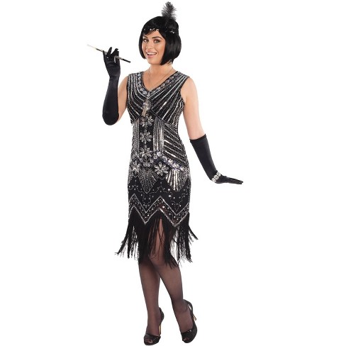 Plus Size Women's Black Flapper Dress