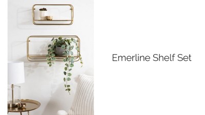 Gold Metal Floating Cube Wall Shelves Set