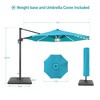 Sonkuki 11FT Round Offset Outdoor Solar LED Patio Aluminum Cantilever Umbrella w/ Base Included & Infinite Canopy Angle Adjustment - 4 of 4