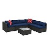ELJGET Outdoor Patio Furniture Set, 7 Pieces PE Wicker Modular Sofa with Cushion and Glass Table - 2 of 4