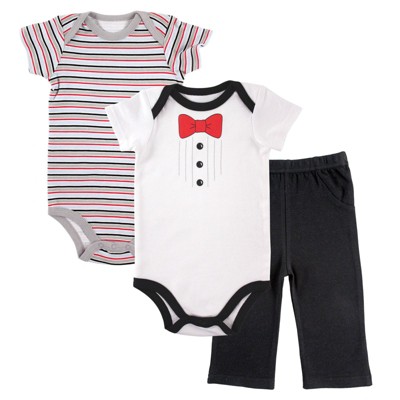 Luvable Friends Baby Boy Cotton Bodysuit and Pant, Black