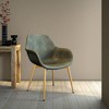 LeisureMod Markley Faux Leather Dining Chair with Arms and Gold Metal Legs - 3 of 4