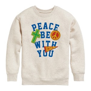 Boys' - Instant Message - Peace Be With You Graphic Long Sleeve Fleece Sweatshirt - 1 of 4