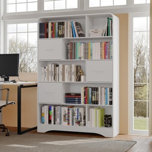 SOLACE FURNITURE 70" Tall Bookshelf with with 3 Bins Storage, 48" Wide Modern 5 Tier Bookcase for Living Room,Office - 1 of 4