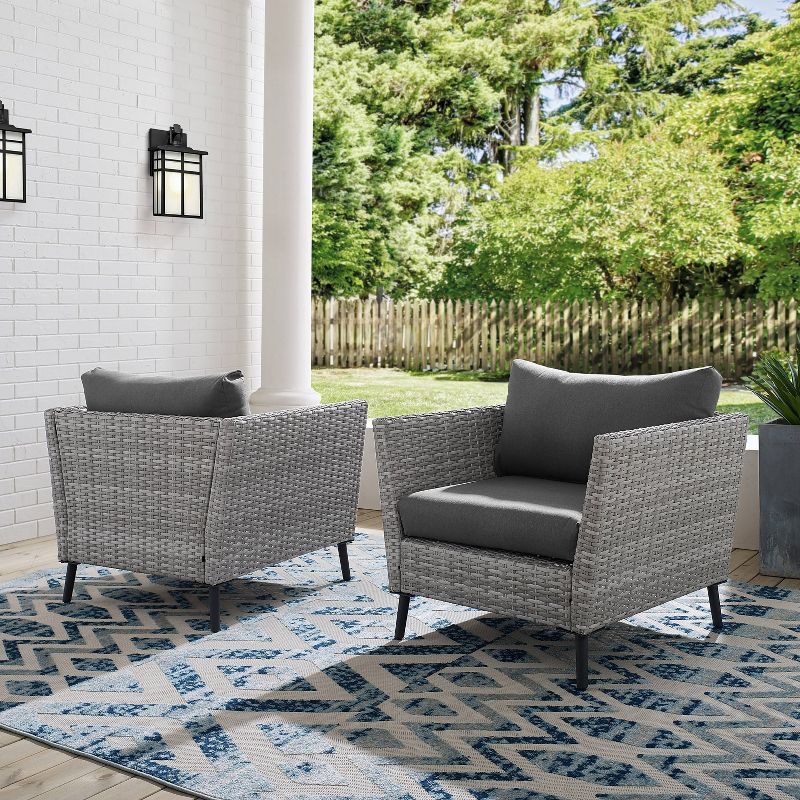 Richland 2pk Outdoor Wicker Armchairs - Charcoal - Crosley, 3 of 15