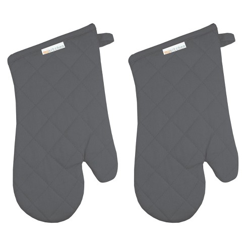 KitchenAid 2pk Cotton Asteroid Oven Mitts Dark Gray