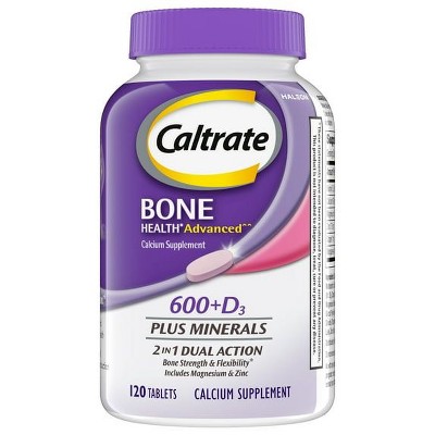 Caltrate 600+D3 Plus Minerals Calcium Vitamin D Supplement - 120 Count for Bone Health