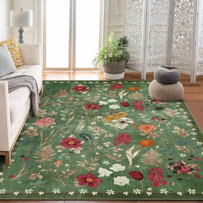 Boho Entryway Rug  Small Rug Hot Pink White Colorful Color Floral Door Mat Indoor Entrance Non-Slip Soft Oriental Vintage Carpet Kitchen Entryway