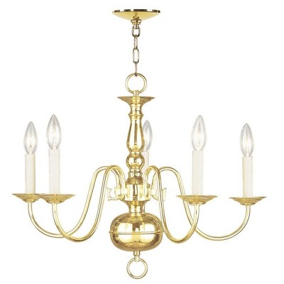 Williamsburgh Polished Brass 5-Light Colonial Chandelier