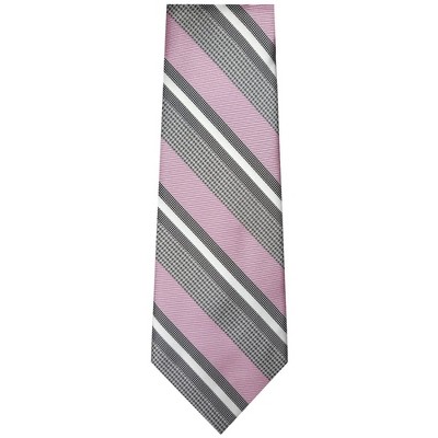 Thedappertie Men's Pink, White And Black Stripes Necktie With Hanky ...
