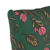 Floral Square Throw Pillow Emerald - Skyline Furniture: Vintage Linen & Cotton, Indoor, Zipper Closure, Botanical Pattern - 3 of 4