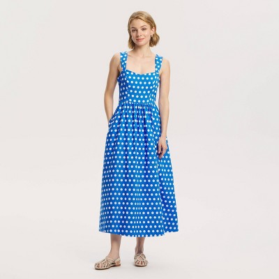 Женские платья A New Day Women's Wide Straps Midi A-Line Dress - A New Day™ Blue Polka Dot XS — фото 3