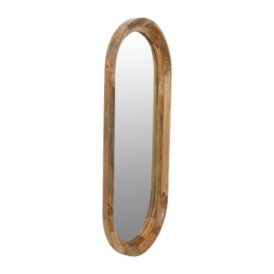 Natural Light Wood Oval Wall Mirror