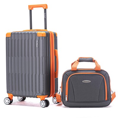 Rockland Hardside Spinner Wheel Carry On with Tote Luggage Set Charcoal