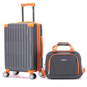 Rockland Hardside Spinner Wheel Carry On with Tote Luggage Set Charcoal - 1 of 4