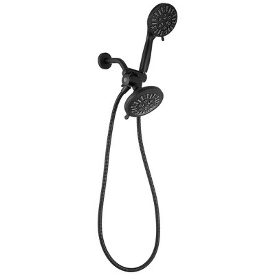 9-spray 5.5 in.Wall Mount Dual Shower Head and Handheld Shower Head with Stainless Steel Hose