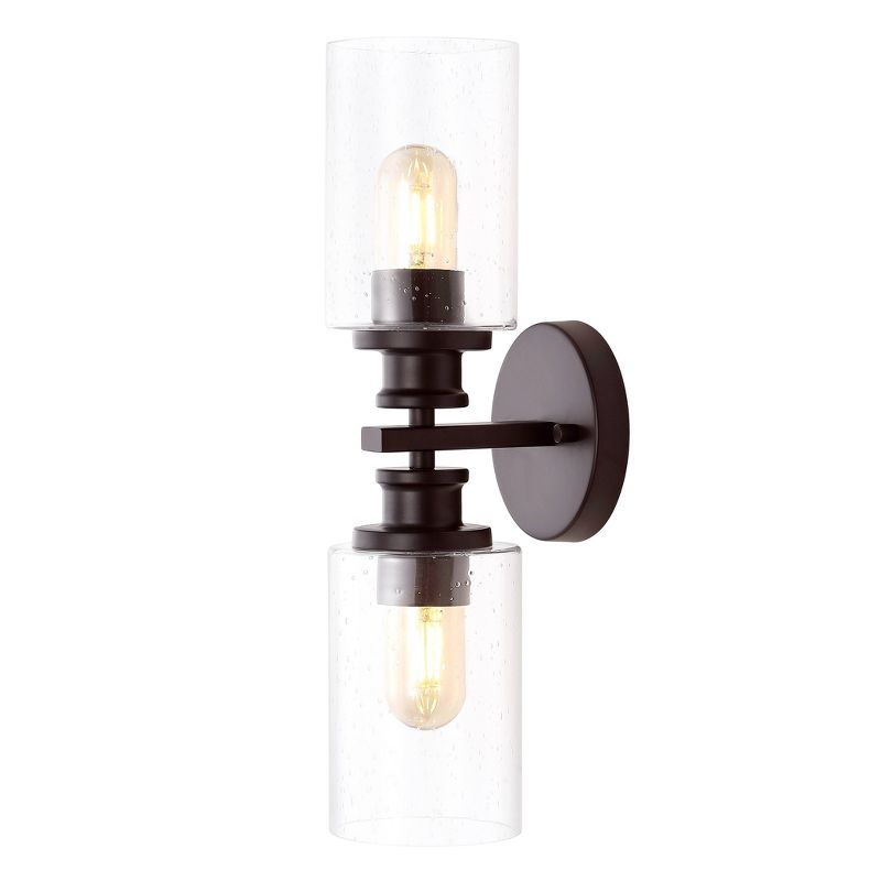 LED 2-Light Jules Edison Cylinder Iron/Seeded Glass Contemporary Wall Sconce Oil Rubbed Bronze - JONATHAN Y, 1 of 8