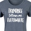 Women's - Instant Message - Trouble Follows Me Everywhere Graphic T-shirt Dress - 2 of 4