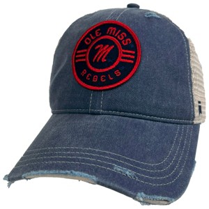 University Of Mississippi Vintage Trucker Hat Vintage Cotton Till Trucker Cap With Campus Lab Branding Deep Navy OS - 1 of 4