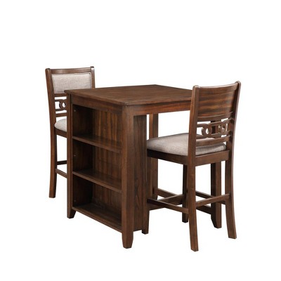 New Classic Furniture,Gia Solid Wood Counter Table 2 Chairs In Cherry Brown