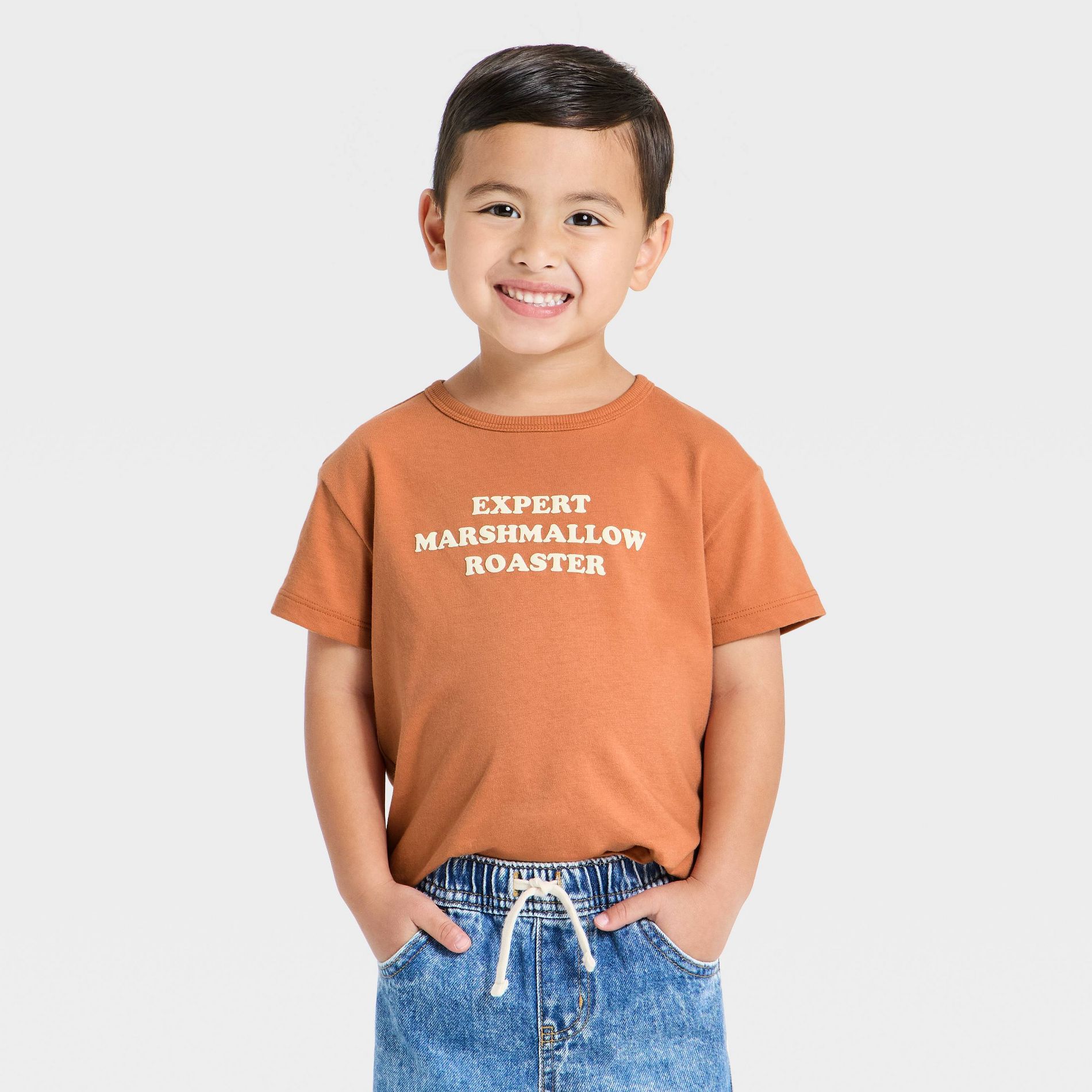 Toddler Boys' Short Sleeve Marshmallow Roaster Relaxed T-Shirt - Cat & Jack™ Brown 5T