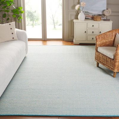 Teal and Ivory Hand-Knotted Wool 8' x 10' Area Rug