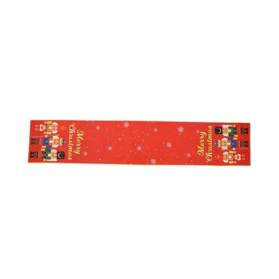 Unique Bargains Christmas Table Runner Nutcracker Soldier Polyester Red 71x14 Inch 1 Pc