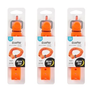 Nite Ize GearPro Utility Strap - Durable All-Purpose Utility Strap with Aluminum Buckle - UV-Resistant & Stretchy - 12", Bright Orange (3 Pack) - 1 of 4