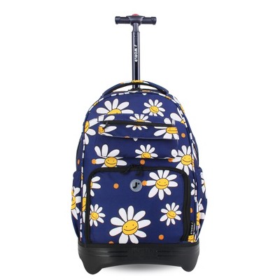 JWorld Trio Rolling 20" Backpack with Lunch compartment and Detachable Pencil Case - Joy Daisy