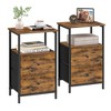 Nightstand Side Fabric Drawer 24-Inch Tall End Table with Storage Shelf Bedroom - 2 of 4