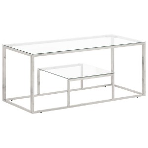 vidaXL Coffee Table Silver Stainless Steel and Tempered Glass - 1 of 4