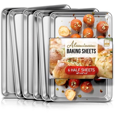 Joytable Aluminum Baking Sheet Set, 6 Pack Commercial Cookie Sheet Set ...