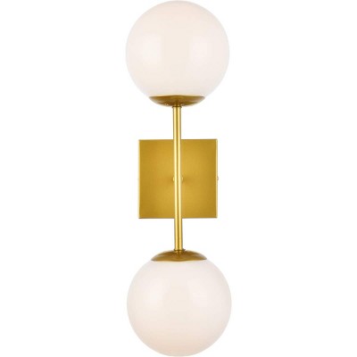 Elegant Lighting Neri 2 lights brass and white glass wall sconce