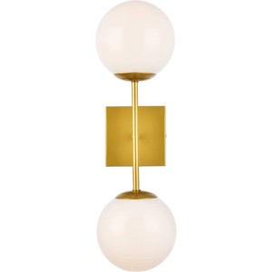 Elegant Lighting Neri 2 lights brass and white glass wall sconce - 1 of 4