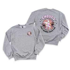 Simply Sage Market Women's Graphic Sweatshirt Ghouls Disco Ball Front and Back - 1 of 4