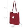 Wrapables Corduroy Tote Bag, Casual Everyday Shoulder Handbag, Red - image 2 of 4