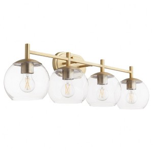 Quorum Lighting Lyon 4 - Light Vanity in  Aged Brass - 1 of 3