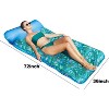 Jasonwell Oversized Pool Float Lounge, 72" X 37" XL Fabric-Covered Inflatable Contour Lounger with Headrest, Cooling Pool Raft, Monstera Green - 3 of 4