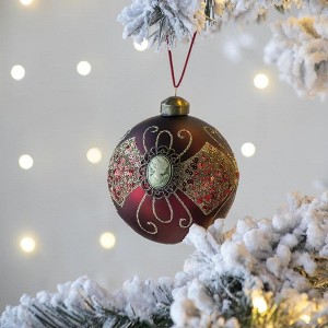 NAYSAYE Party Decoration and Accessories Glass Christmas Ball Ornament Set for Holiday Celebration, Red, 3.9"*3.9"*0.09" - 1 of 4